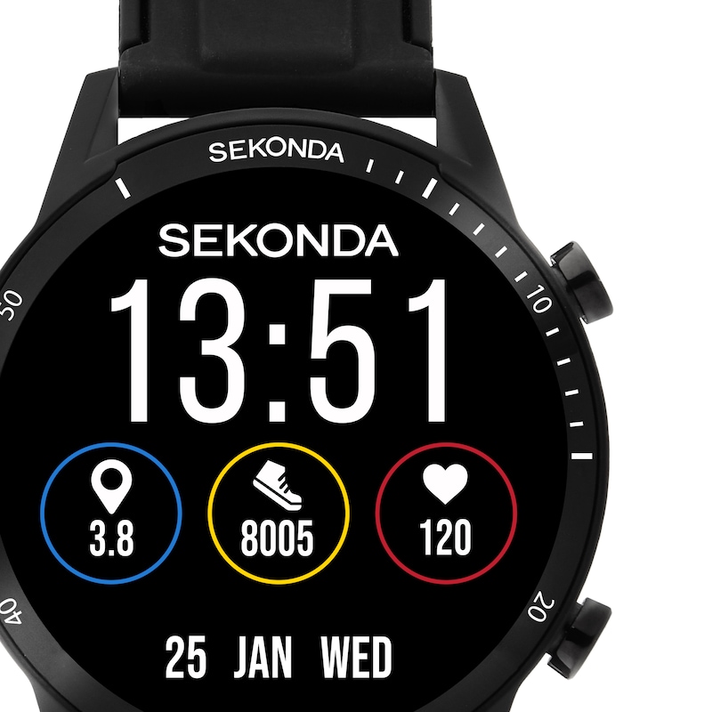 Main Image 2 of Sekonda Active 2 Unisex Black Dial Black Silicone Strap Smartwatch