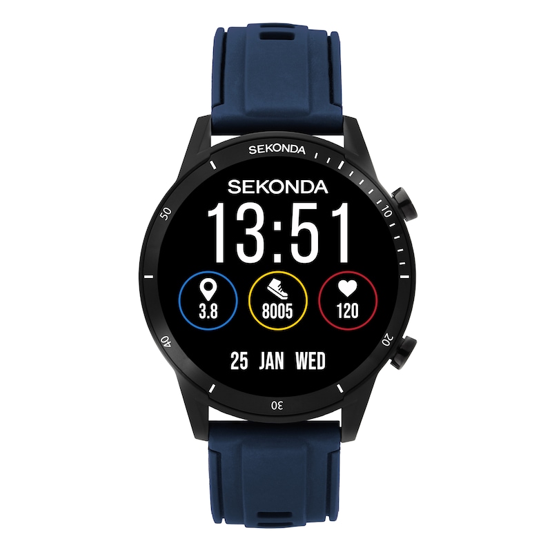 Main Image 1 of Sekonda Active 2 Unisex Black Dial Blue Silicone Strap Smartwatch