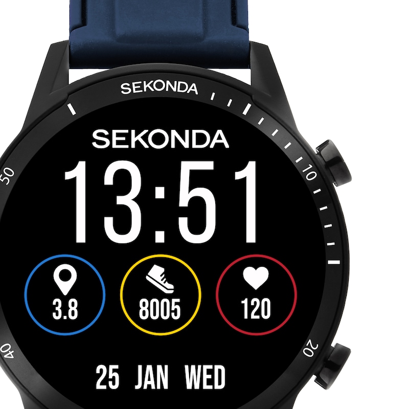 Main Image 2 of Sekonda Active 2 Unisex Black Dial Blue Silicone Strap Smartwatch