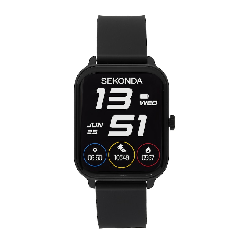 Main Image 1 of Sekonda Motion 2 Unisex Black Dial Black Silicone Strap Smartwatch