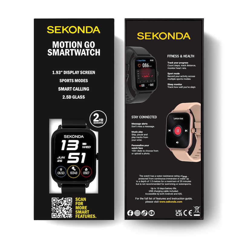 Main Image 6 of Sekonda Motion 2 Unisex Black Dial Black Silicone Strap Smartwatch
