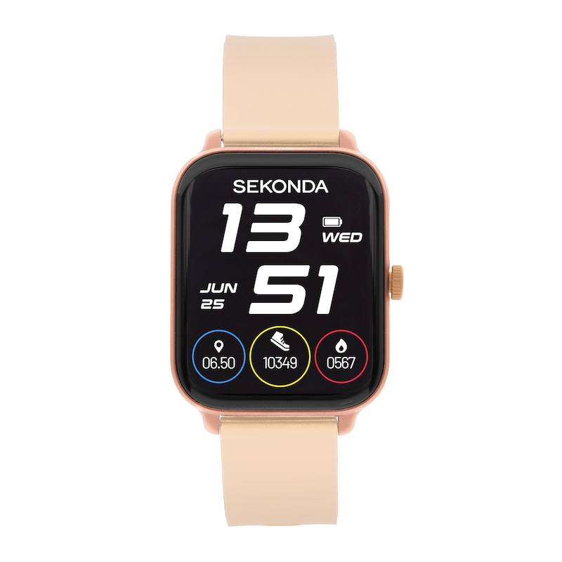Main Image 1 of Sekonda Motion 2 Unisex Black Dial Pink Silicone Strap Smartwatch