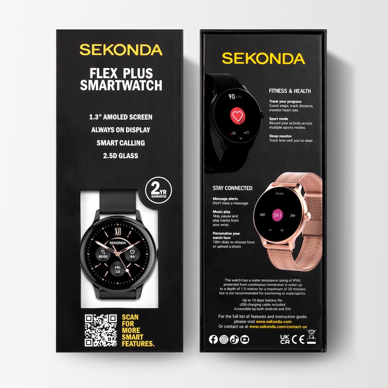 Main Image 6 of Sekonda Flex Plus Unisex Black Dial Black Silicone Strap Bluetooth Calling Smartwatch