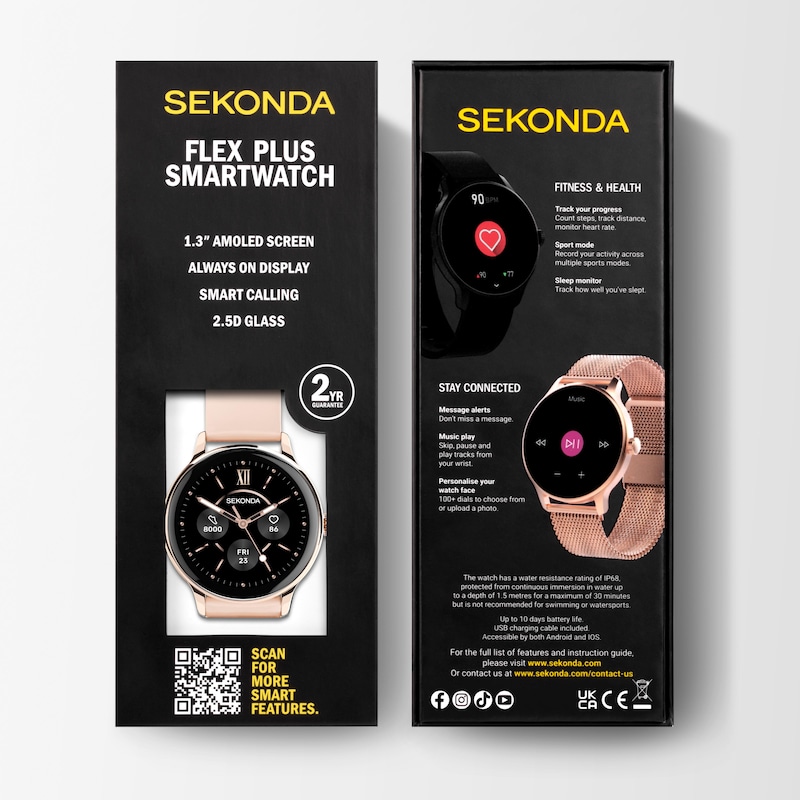 Main Image 6 of Sekonda Flex Plus Unisex Black Dial Bluetooth Calling Pink Silicone Strap Smartwatch