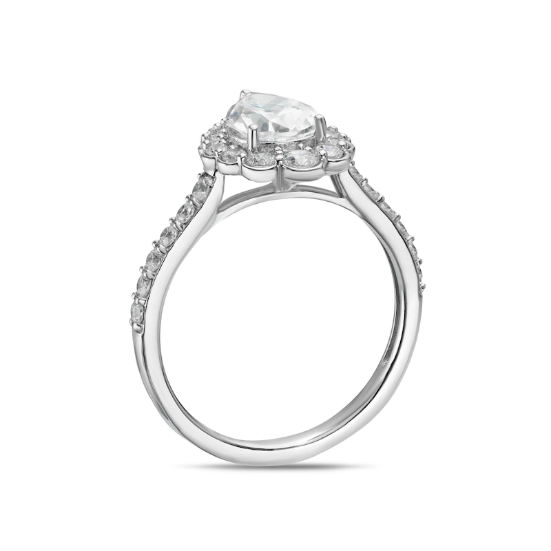 Main Image 3 of Sterling Silver Cubic Zirconia Pear Shape Graduated Halo Ring