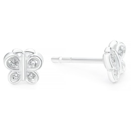 Children's Sterling Silver Cubic Zirconia Butterfly Stud Earrings
