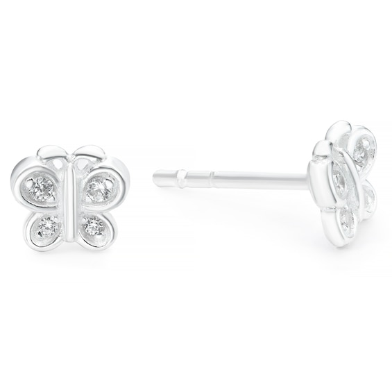 Children's Sterling Silver Cubic Zirconia Butterfly Stud Earrings