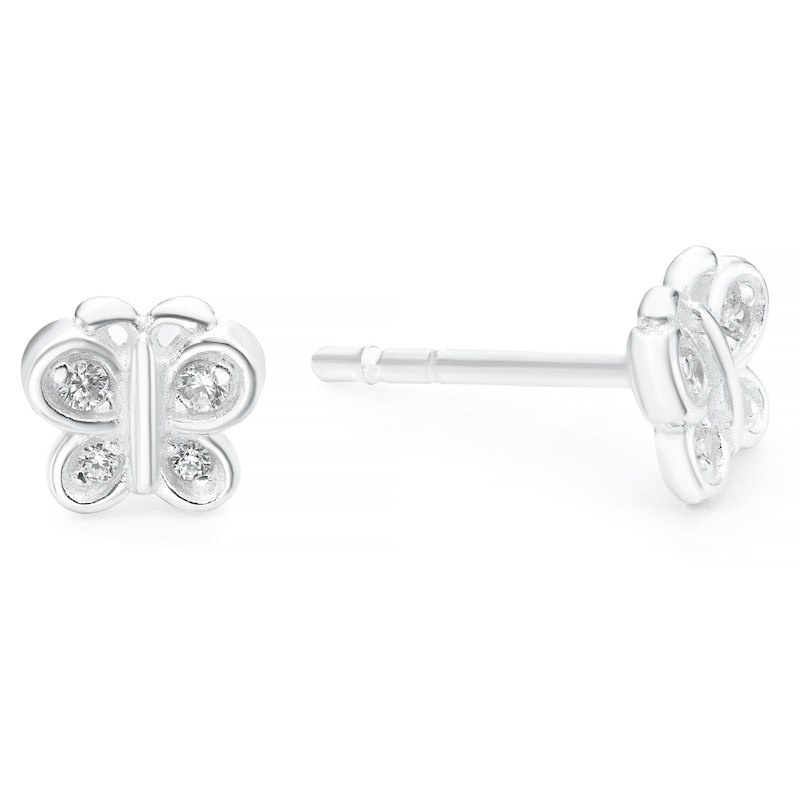 Main Image 1 of Children's Sterling Silver Cubic Zirconia Butterfly Stud Earrings