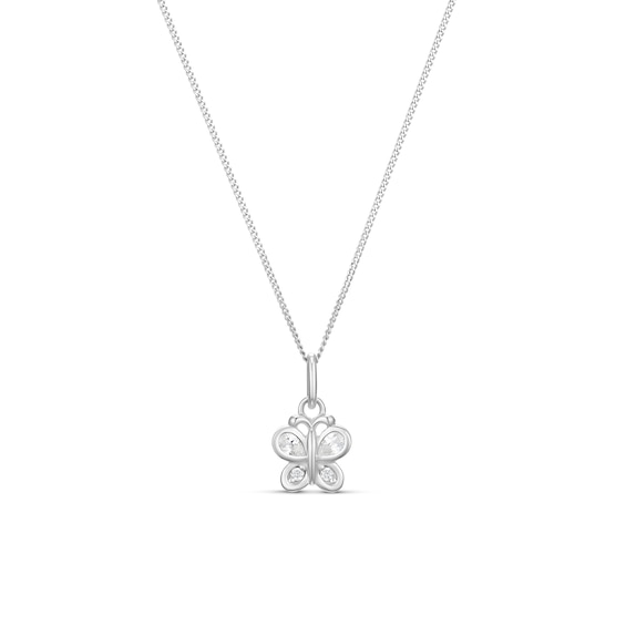 Children's Sterling Silver Cubic Zirconia Butterfly Pendant