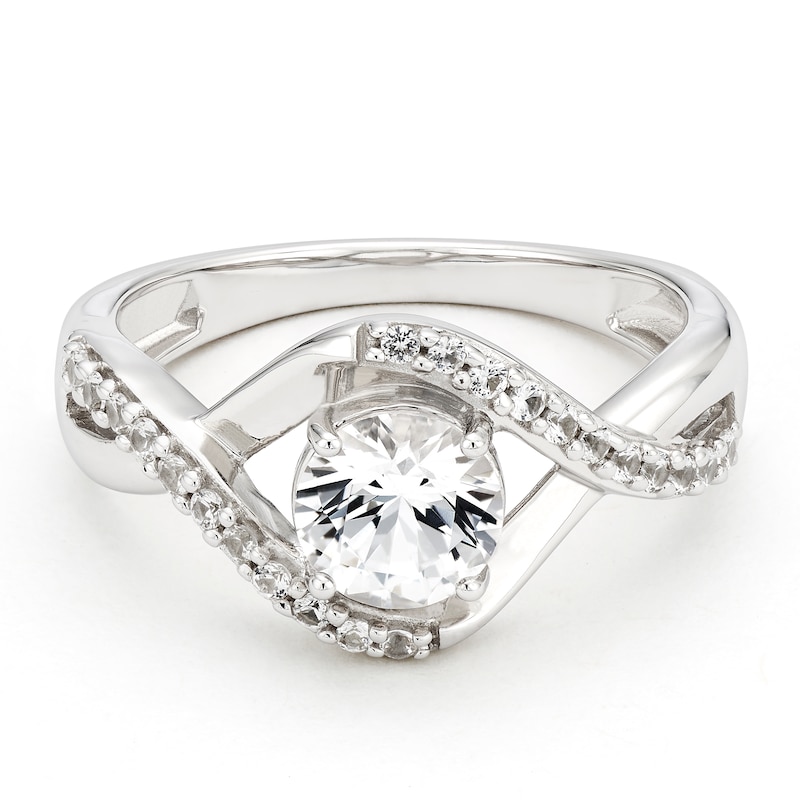 Main Image 1 of Sterling Silver Created White Sapphire Fancy Ring