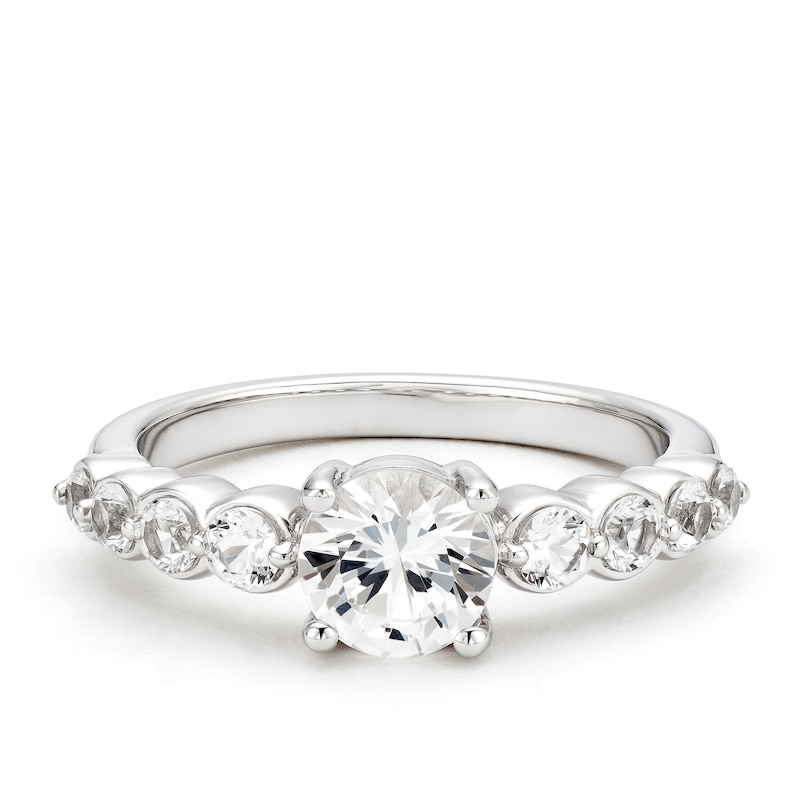 Main Image 1 of Sterling Silver Created White Sapphire Solitaire Ring