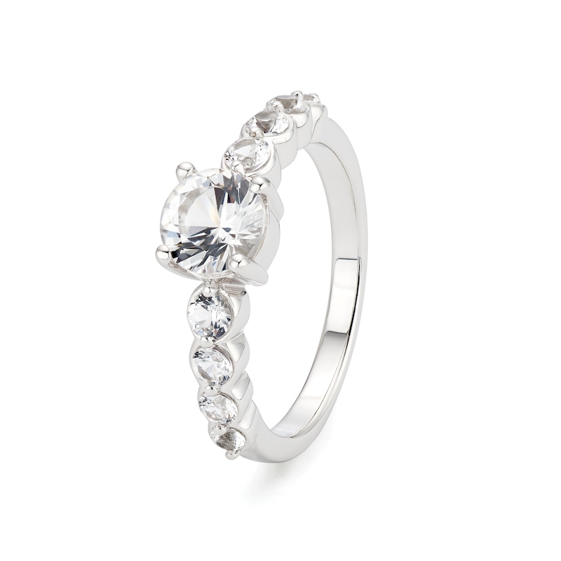 Main Image 2 of Sterling Silver Created White Sapphire Solitaire Ring