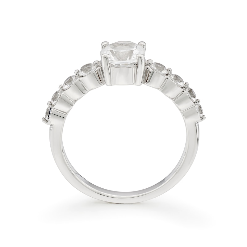 Main Image 3 of Sterling Silver Created White Sapphire Solitaire Ring