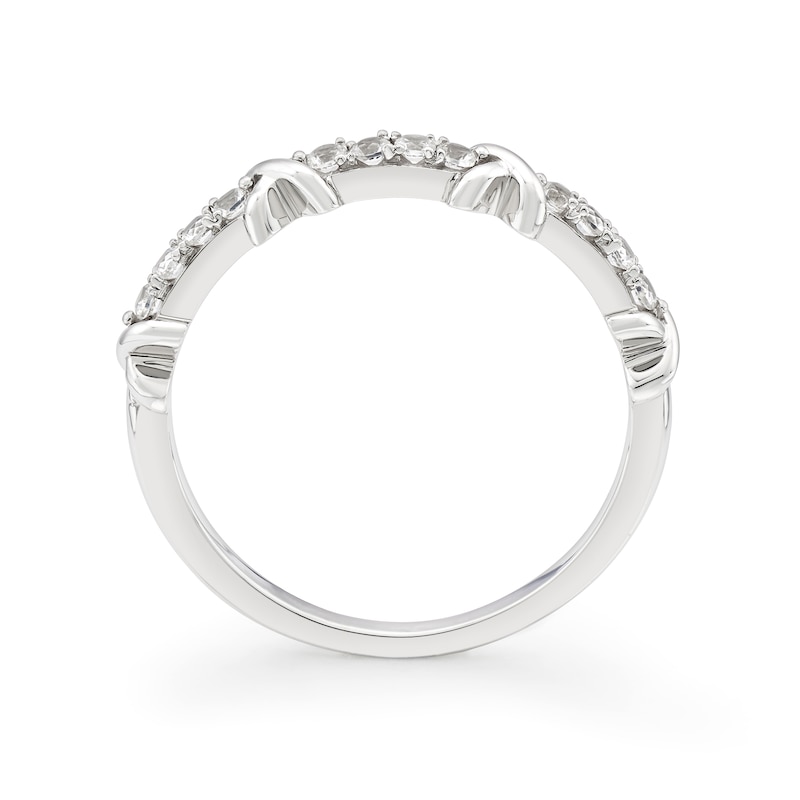 Main Image 3 of Sterling Silver Created White Sapphire X-Design Ring