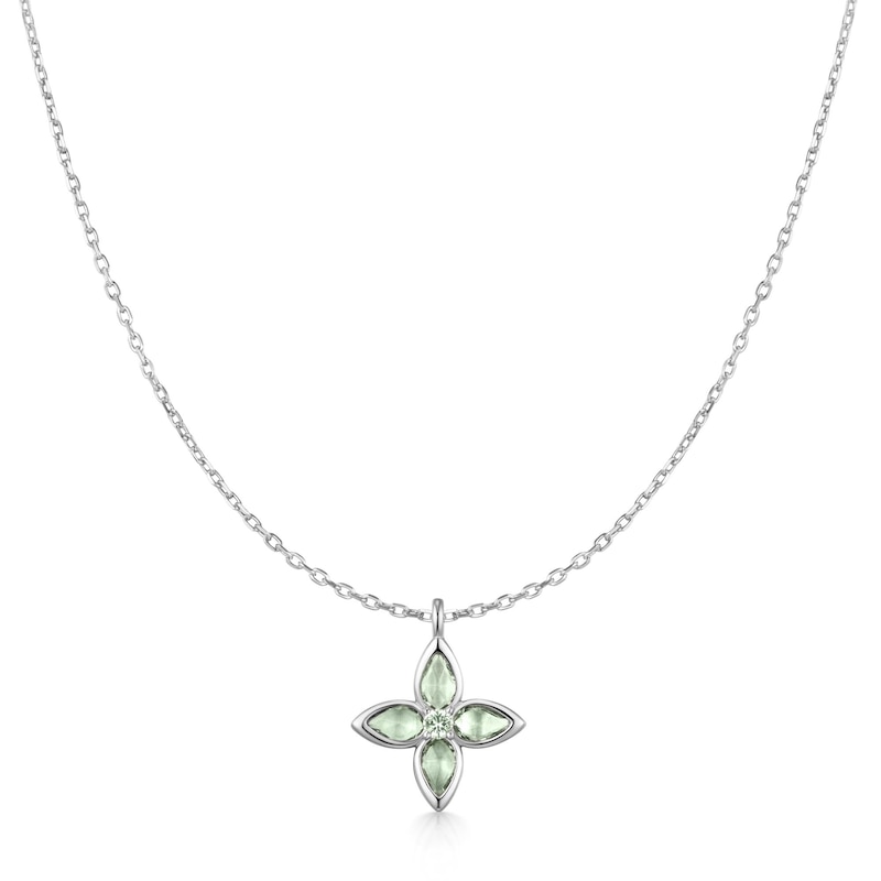 Main Image 1 of Ania Haie Ripple Joy Silver Mint Green Lucky Clover Necklace