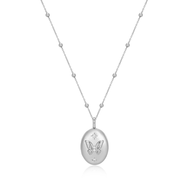 Main Image 1 of Ania Haie Ripple Joy Silver Butterfly Locket Necklace