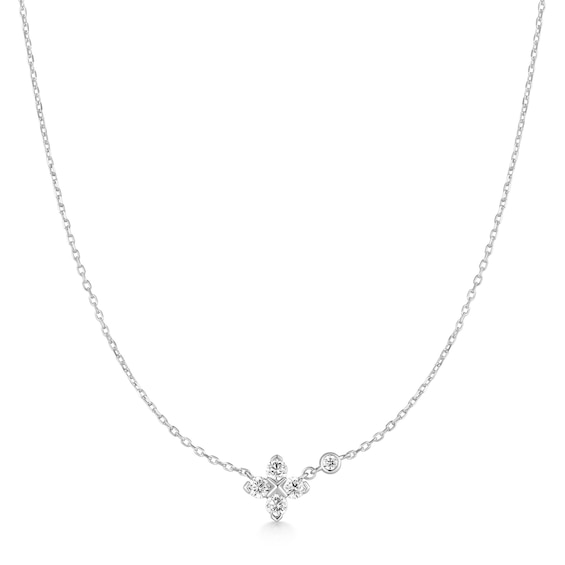 Ania Haie Starlit Drops Silver Sparkling Lucky Clover Necklace