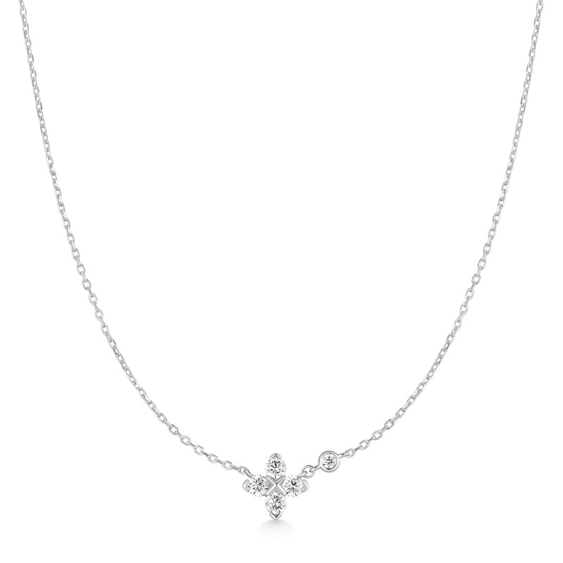 Main Image 1 of Ania Haie Starlit Drops Silver Sparkling Lucky Clover Necklace