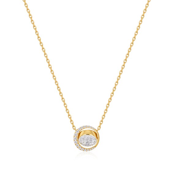 Ania Haie Luna Gaze Gold Reversible Pavé Moon Evil Eye Necklace