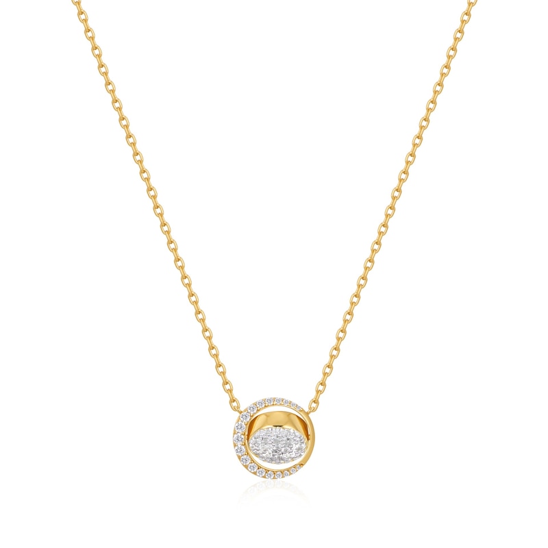 Main Image 1 of Ania Haie Luna Gaze Gold Reversible Pavé Moon Evil Eye Necklace