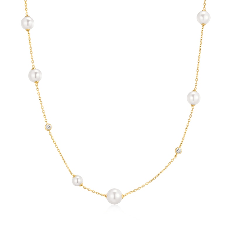 Main Image 1 of Ania Haie Ripple Joy Gold Asymmetric Simulated Pearl Station Necklace