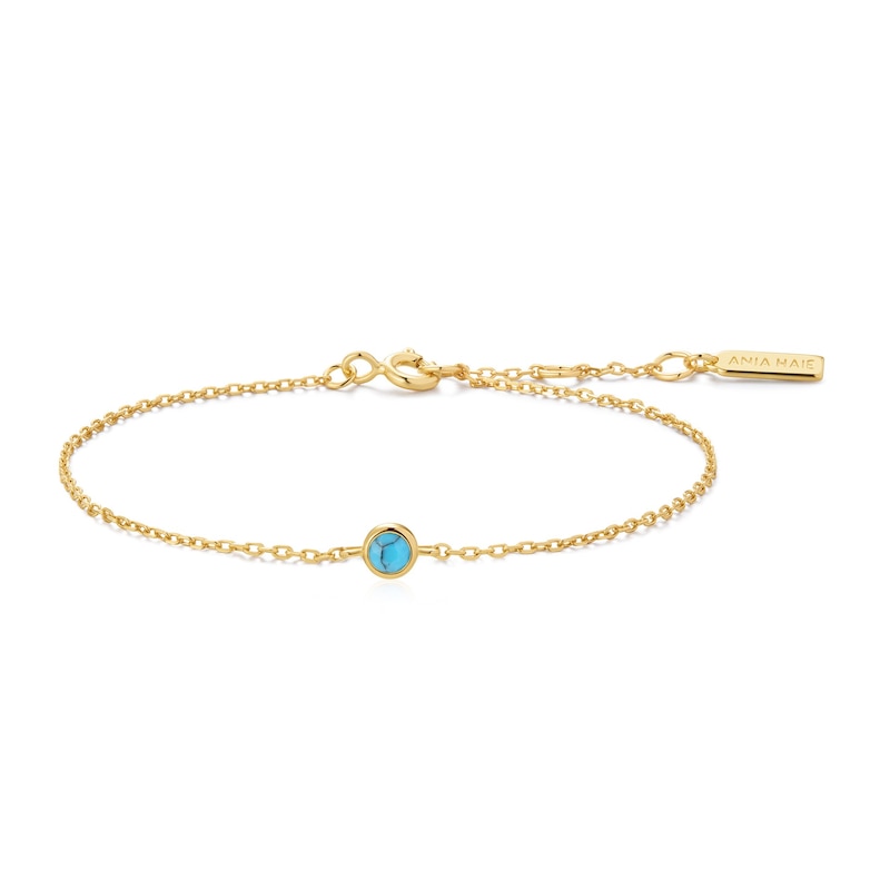 Main Image 1 of Ania Haie Ripple Joy Gold Bezel Set Lab Created Turquoise Solitaire Bracelet