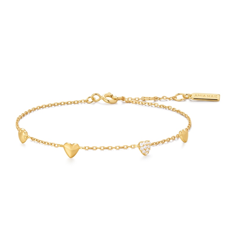 Main Image 1 of Ania Haie Starlit Drops Gold Pavé Puffed Heart Station Bracelet