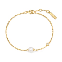 Ania Haie Luna Gaze Gold Simulated Pearl & Bezel Set Sparkle Bracelet