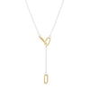 Thumbnail Image 1 of Sterling Silver & Yellow Gold Plated Linked Lariat Chain Necklace