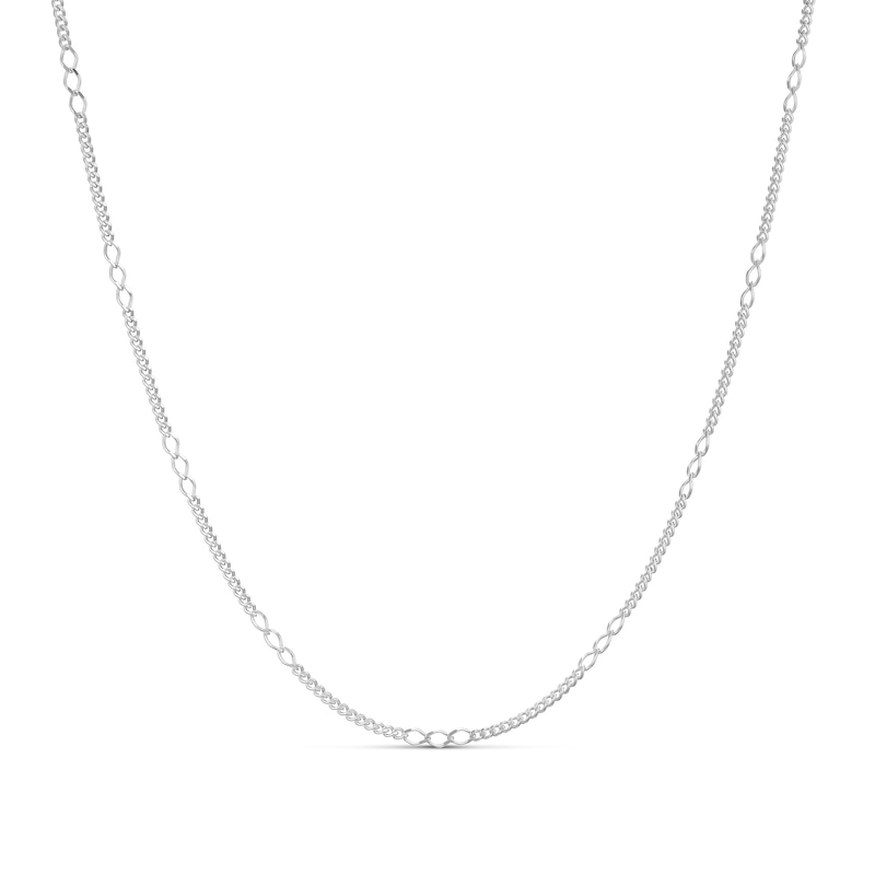 Main Image 1 of Sterling Silver Link Station Chain Necklace 18"