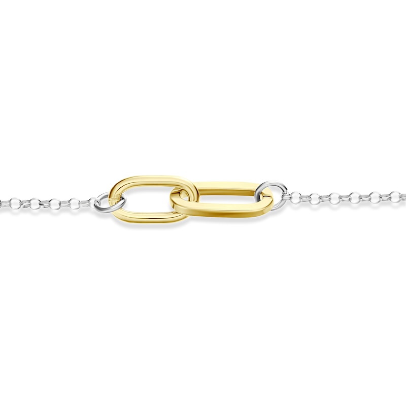 Main Image 2 of Sterling Silver & Yellow Gold Plated Linked Chain Bracelet