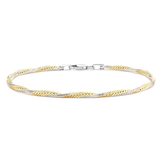Sterling Silver & Yellow Gold Plated Two Tone Twist Bracelet