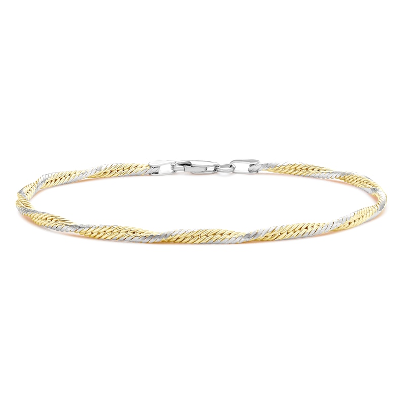 Main Image 1 of Sterling Silver & Yellow Gold Plated Two Tone Twist Bracelet
