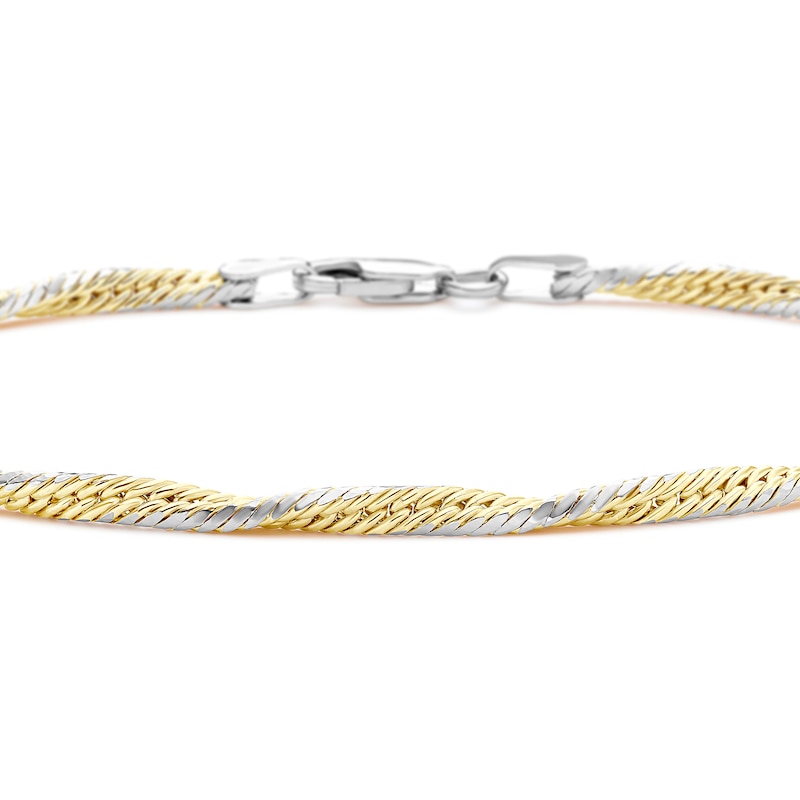 Main Image 2 of Sterling Silver & Yellow Gold Plated Two Tone Twist Bracelet