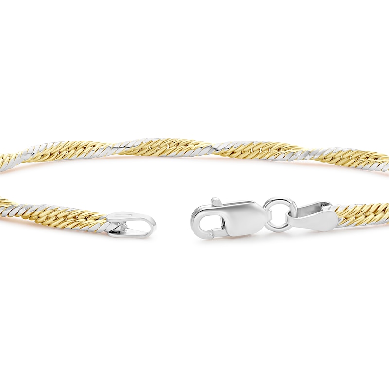 Main Image 3 of Sterling Silver & Yellow Gold Plated Two Tone Twist Bracelet