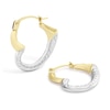 Thumbnail Image 1 of 9ct Yellow Gold Two-Tone Textured Heart Hoop Earrings