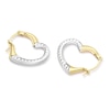 Thumbnail Image 2 of 9ct Yellow Gold Two-Tone Textured Heart Hoop Earrings