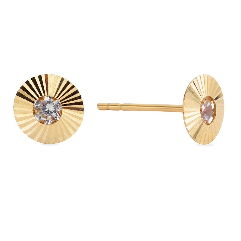 Main Image 1 of 9ct Yellow Gold Cubic Zirconia Concertina Round Stud Earrings