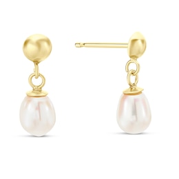 9ct Yellow Gold Freshwater Pearl Drop Earrings