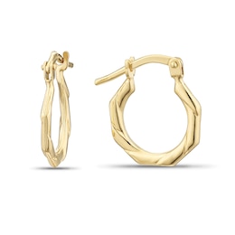 9ct Yellow Sterling Silver & 9ct Gold Bonded Octagonal Hoop Earrings