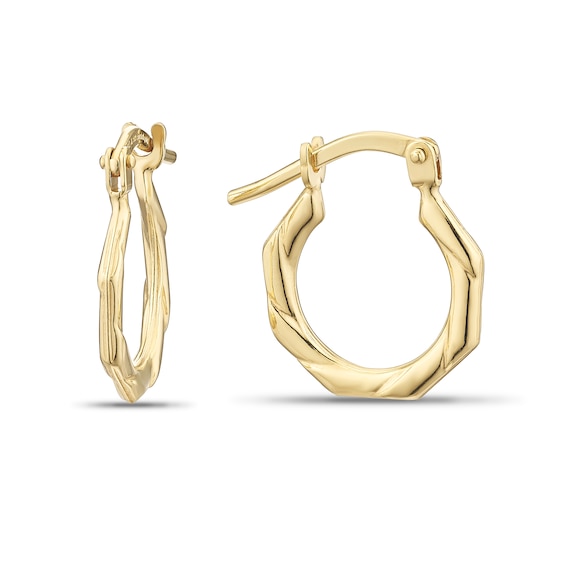 9ct Yellow Sterling Silver & 9ct Gold Bonded Octagonal Hoop Earrings