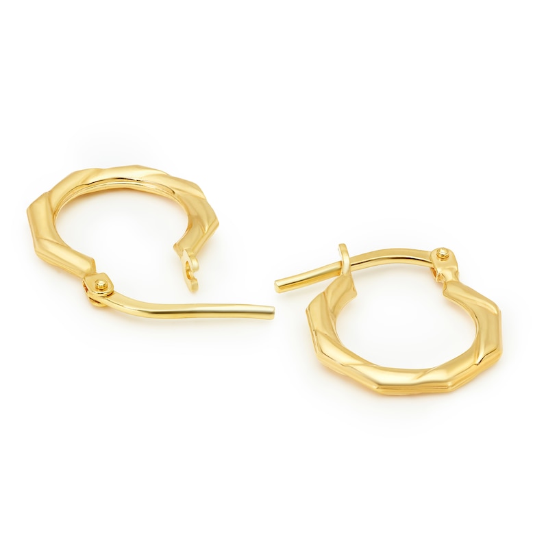 Main Image 2 of 9ct Yellow Sterling Silver & 9ct Gold Bonded Octagonal Hoop Earrings