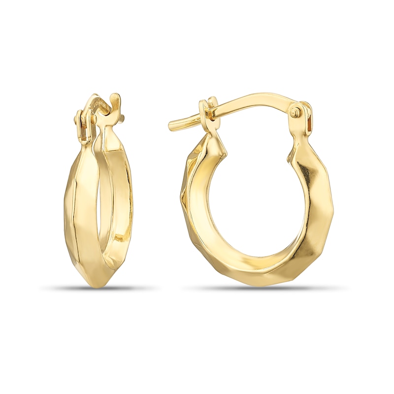 Main Image 1 of Sterling Silver & 9ct Gold Bonded Octagon Shaped Hoop Earrings