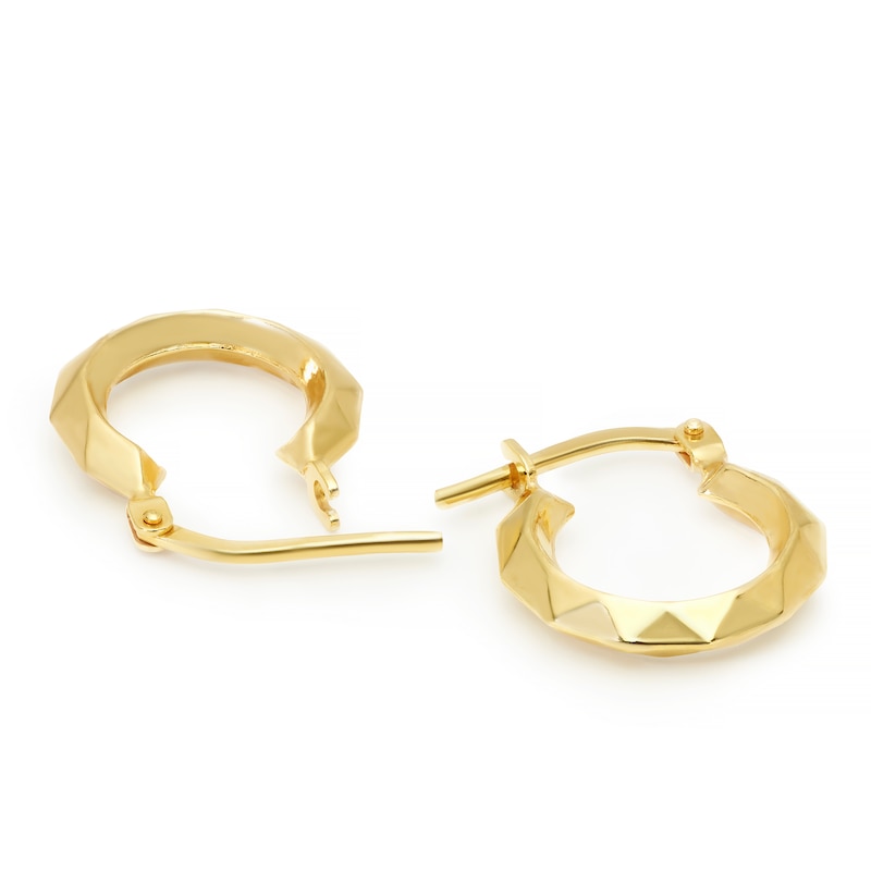 Main Image 2 of Sterling Silver & 9ct Gold Bonded Octagon Shaped Hoop Earrings