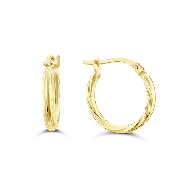 Main Image 1 of Sterling Silver & 9ct Yellow Gold Bonded Textured Hoop Earrings
