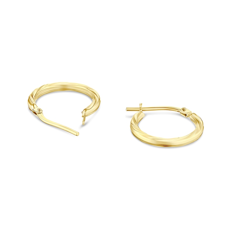 Main Image 2 of Sterling Silver & 9ct Yellow Gold Bonded Textured Hoop Earrings