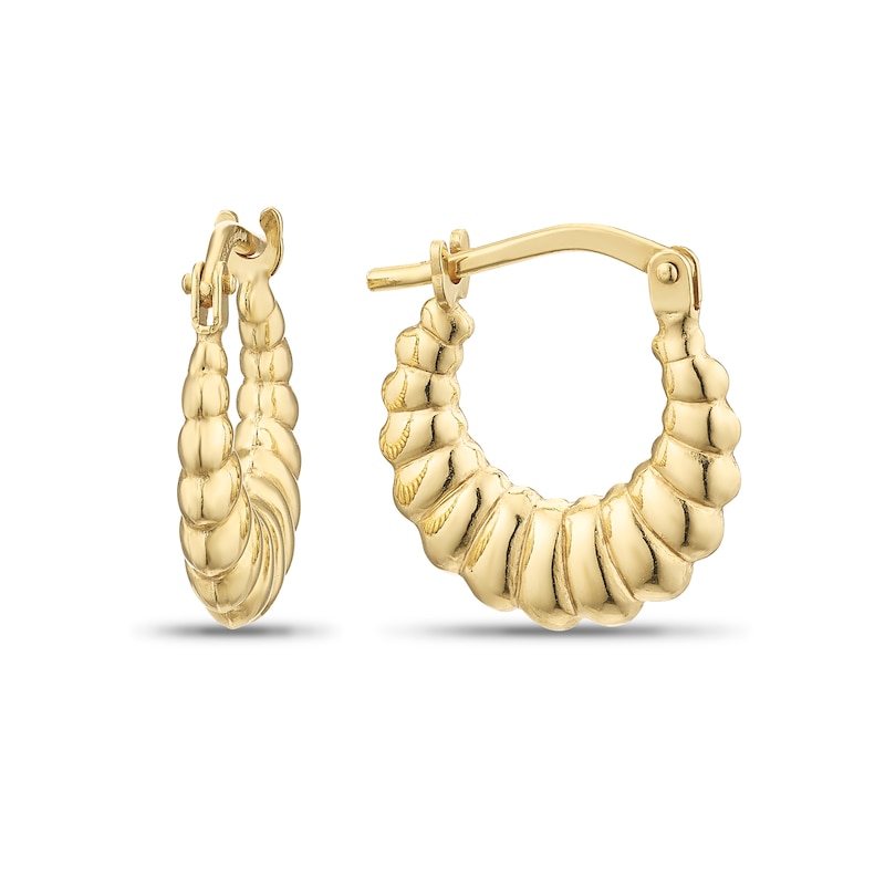 Main Image 1 of Sterling Silver & 9ct Gold Bonded Rope Pattern Hoop Earrings