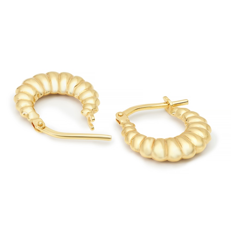 Main Image 2 of Sterling Silver & 9ct Gold Bonded Rope Pattern Hoop Earrings