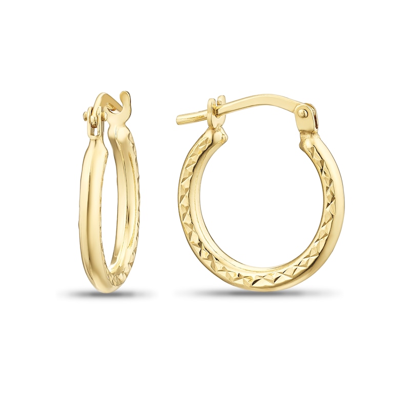 Main Image 1 of Sterling Silver & 9ct Gold Bonded Bamboo Design Hoop Earrings
