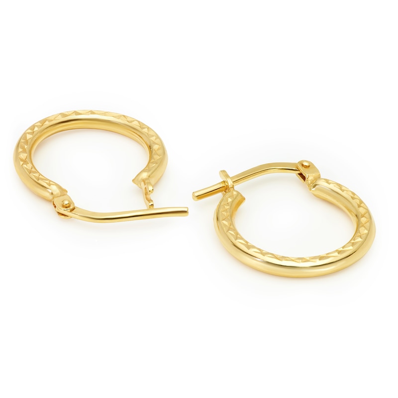Main Image 2 of Sterling Silver & 9ct Gold Bonded Bamboo Design Hoop Earrings
